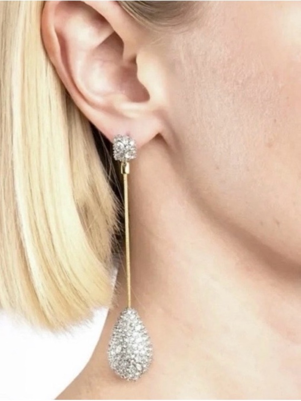 NEW Alexis Bittar Teardrop Drop Earrings Silver Gold C Z Origami JL01